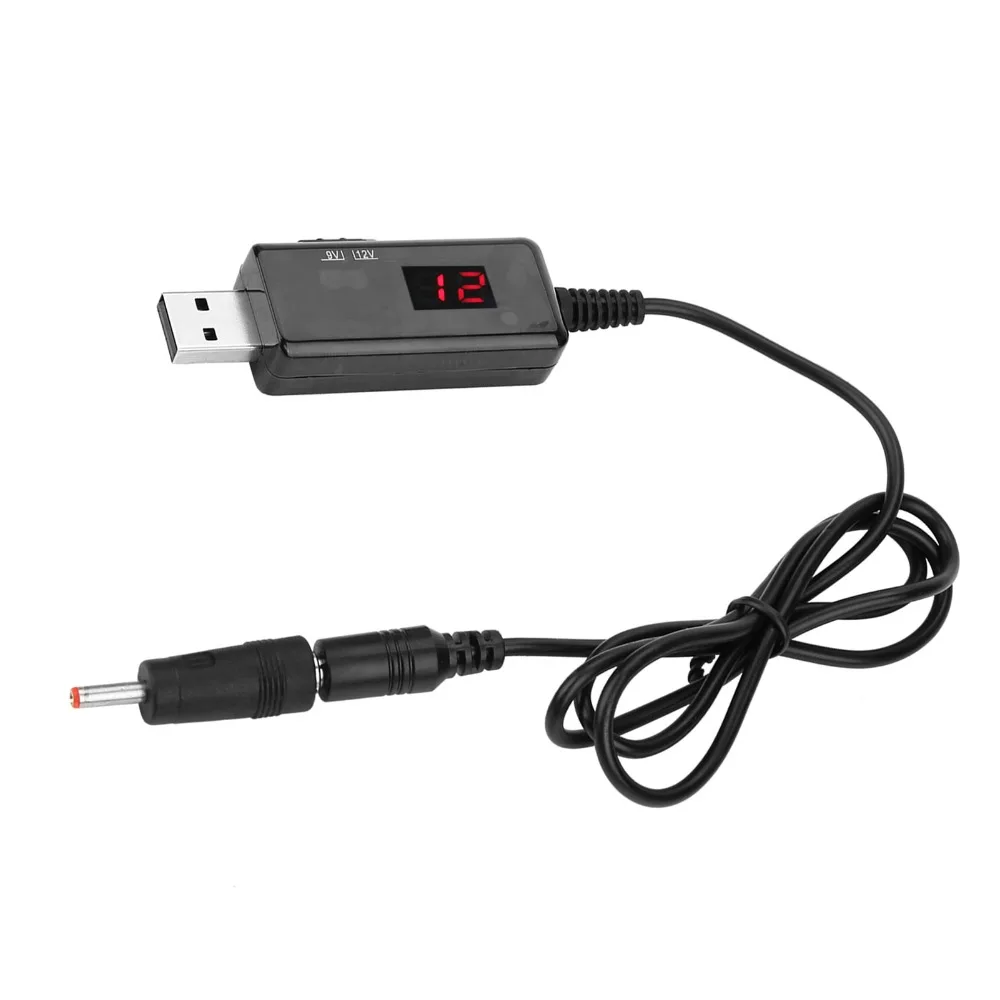 ​ DC 5V a 9V 12V ​ ​ Cabo conversor USB Boost ​ ​ Conector 5,5x2,1mm ​ ​ Com display LED ​ ​ Cabo conversor de tensão DC ​