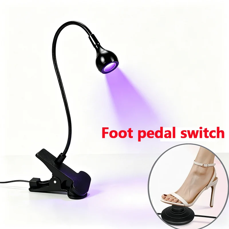 USB Mini Portable LED Nail Dryer Lamp Flexible Clip‑On Desktop Design With Foot Switch For DIY Manicure All Gel Nail Polish