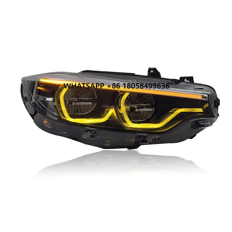 

Желто-белые светодиодные фары DRL в стиле Ikon для BMW F32 F33 F36 F80 F82 M3 M4 LCI: передние фары, ближний/дальний свет, противотуманные фары, указатели поворота