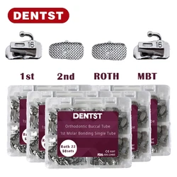 50Sets/200pc Buccal Tubes Dental Orthodontics 1st 2nd Molar Bondable Non-Convertible Mesh Base Single Tube Roth MBT 0.022 Tools