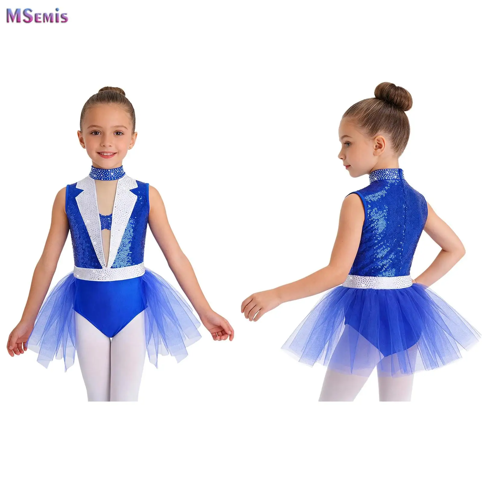 

Girls Sequins Lyrical Figure Skating Tutu Dress for Ballroom Dancing Festival Ballet Jazz Dance Performance Competition Costume