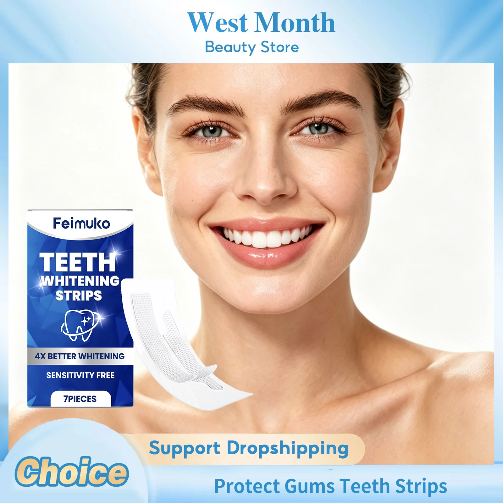 Teeth Whitening Strips Deep Cleansing Anti-Sensitivity Fresh Breath Remove Dental Stain Teeth Brightening Nourishing Oral Care