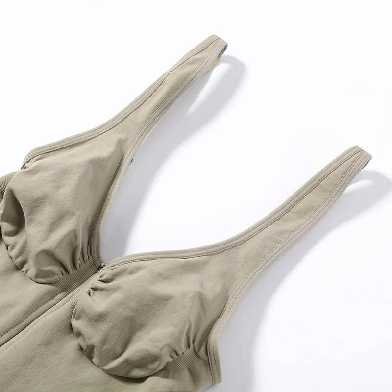 deep V-neck detail on zip front corset bodysuit