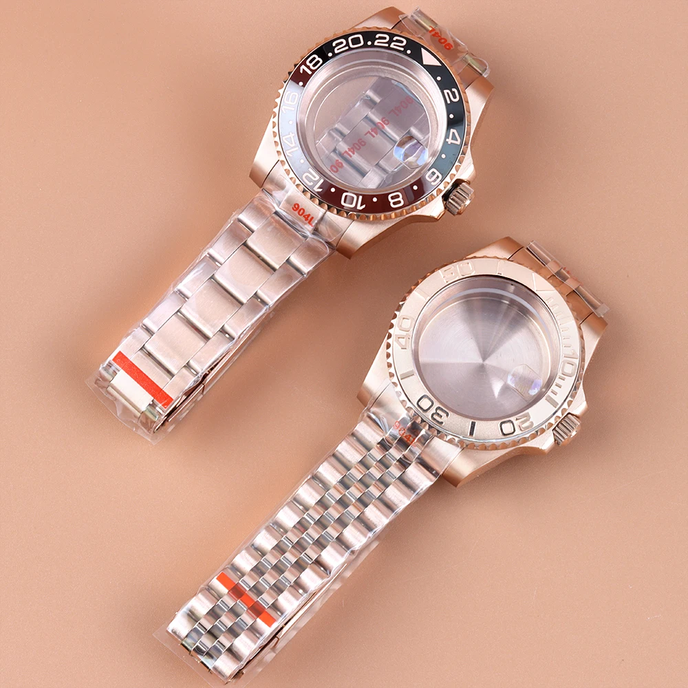 

Rose Gold Watch Case 40mm NH35 Stainless Steel Jubilee/Oyster Strap For YACHT-MASTER GMT NH34 NH35 NH36 NH38 Movement SUB Case