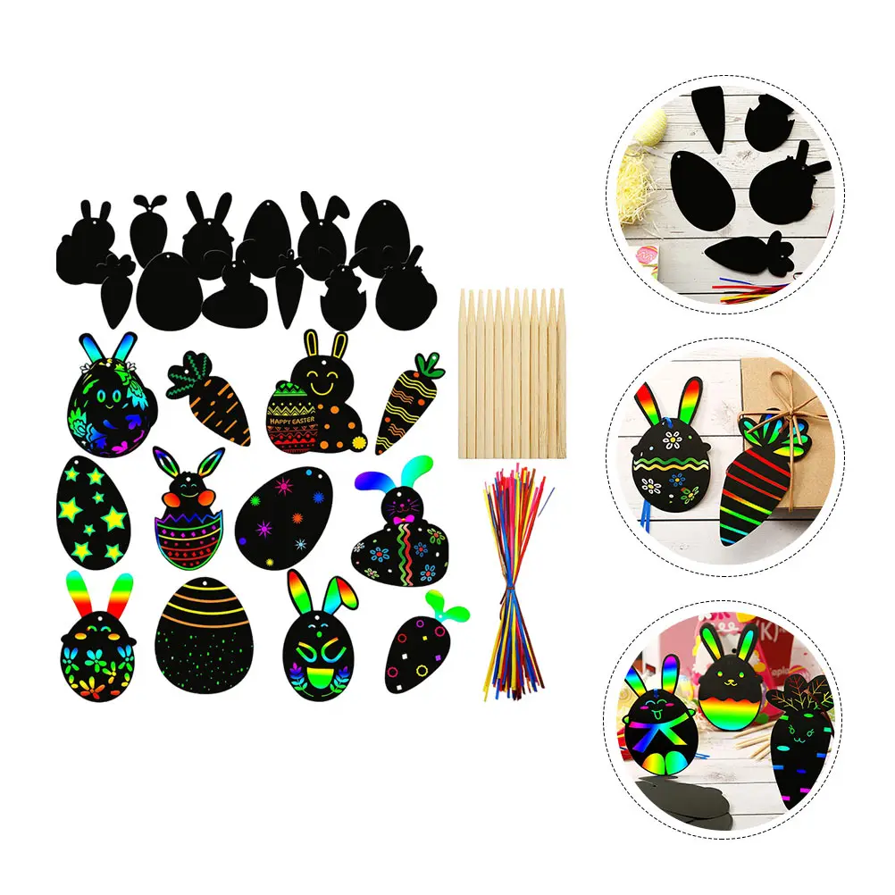 Kit artisanal de cartes à gratter, activités de pâques amusantes de haute qualité, jouets pour enfants, bricolage, dessin, jouets en papier à gratter pour enfants