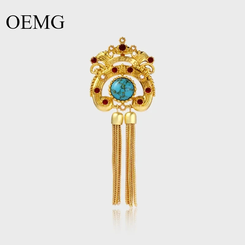 

Malachite Tassel Brooch High-grade Sense Niche Delicate Light Luxury Vintage Brooch