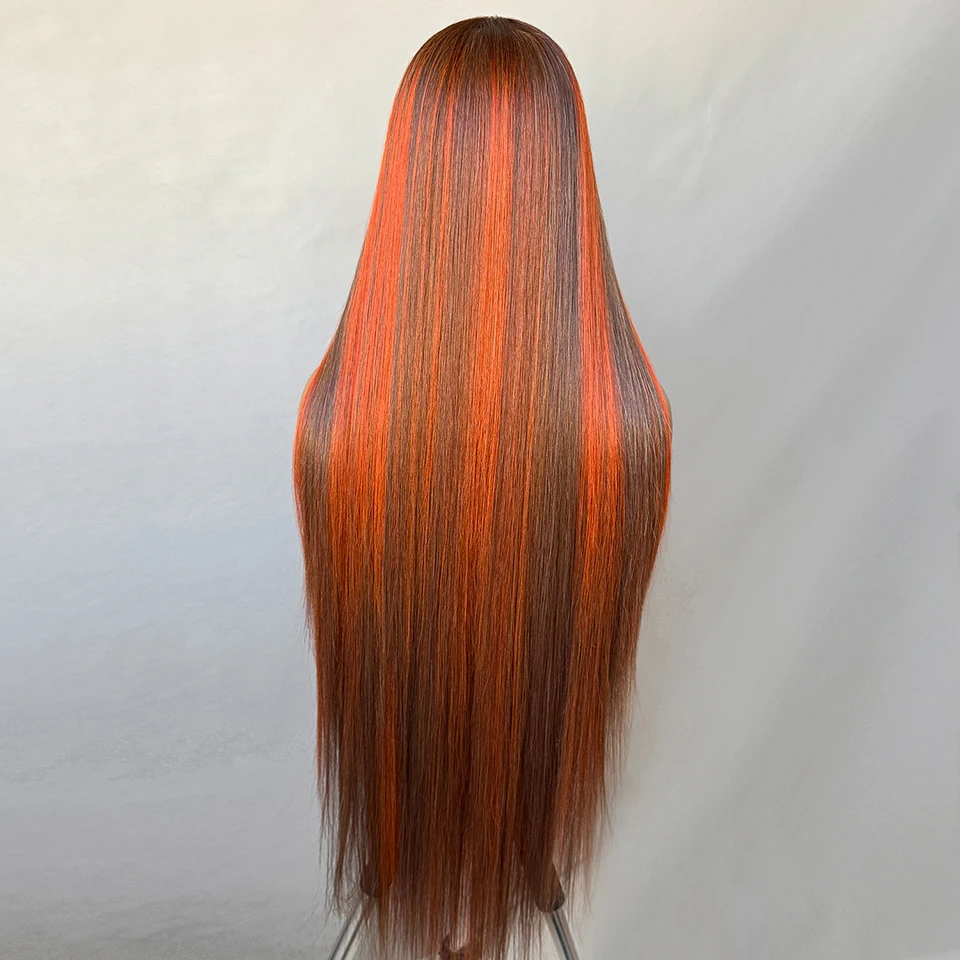 Felek Highlight Super Long Straight Lace Front Wig 40Inch Synthetic T-Part 13x4x1 Heat Resistant Fibe Lace Wig for Fashion Women