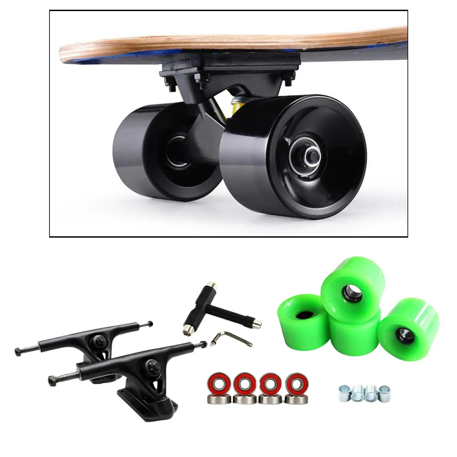 Staffa di supporto per ponte per camion da skateboard ad alta resistenza, ruote a rotelle per skateboard, cuscinetti, hardware per tavola