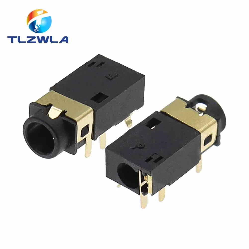 10Pcs 3.5Mm Dip Headphone Socket Audio Socket Pj-342 Surface Mounted 6 Feet Double Track Gold Plated PJ342