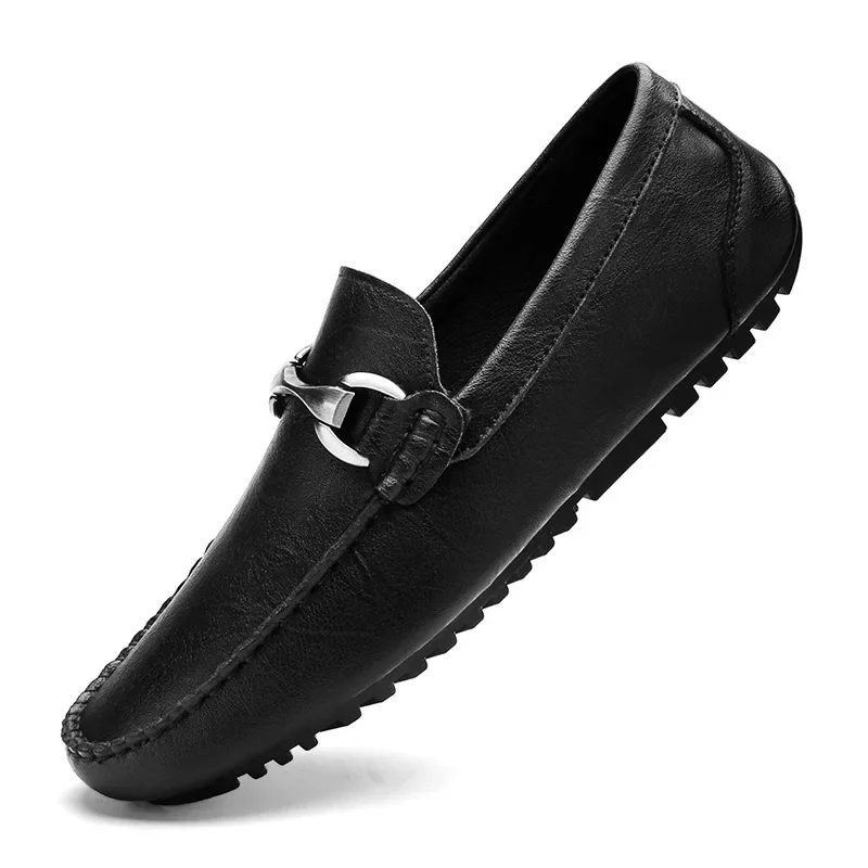 Mocasines de piel auténtica para hombre, zapatos de negocios de alta gama, a la moda, con fondo suave