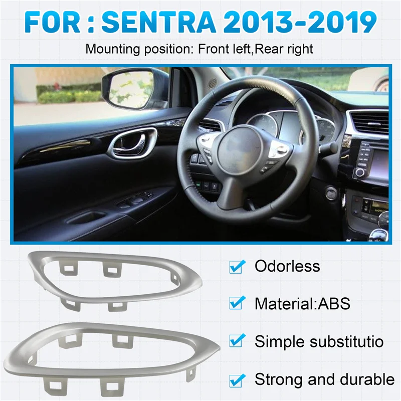 Reliable-Front Left & Right Inside Interior Door Handle Trim Bezel For Nissan For Sentra 2013-2019 80683-3RA0A 80682-3RA0A