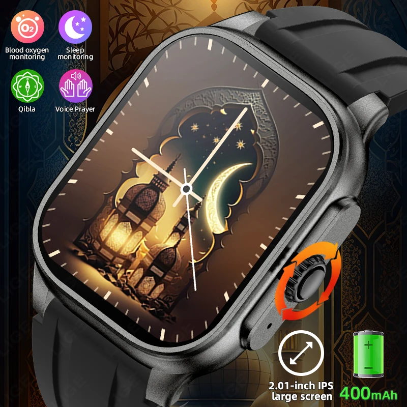 LIGE Quran Hadith Audio 2.01 Smart Watch 4GB Memory Bluetooth Call Men 400mAh Battery IP68 Wodoodporny smartwatch dla Android IOS