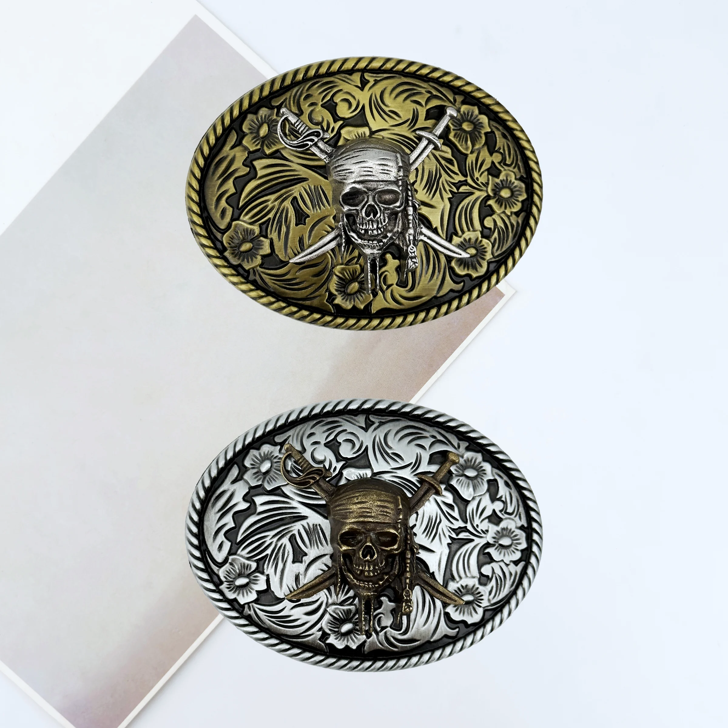 1PC race style stylish oval pirate pattern belt buckle DIY casual multi-function board buckle accessories for European and Ameri