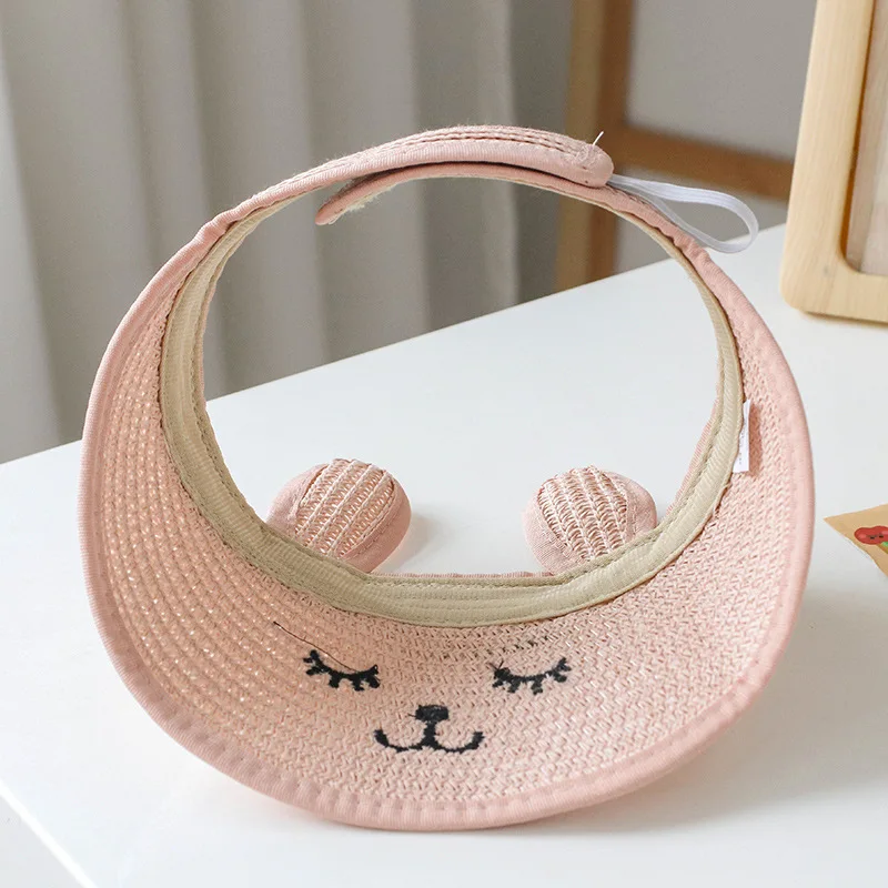 Bunny Baby Hat Summer Straw Folding Visor Baby Cap Cute Adjustable Kids Sun Hat for Boys Girls Children Cap 1 PC