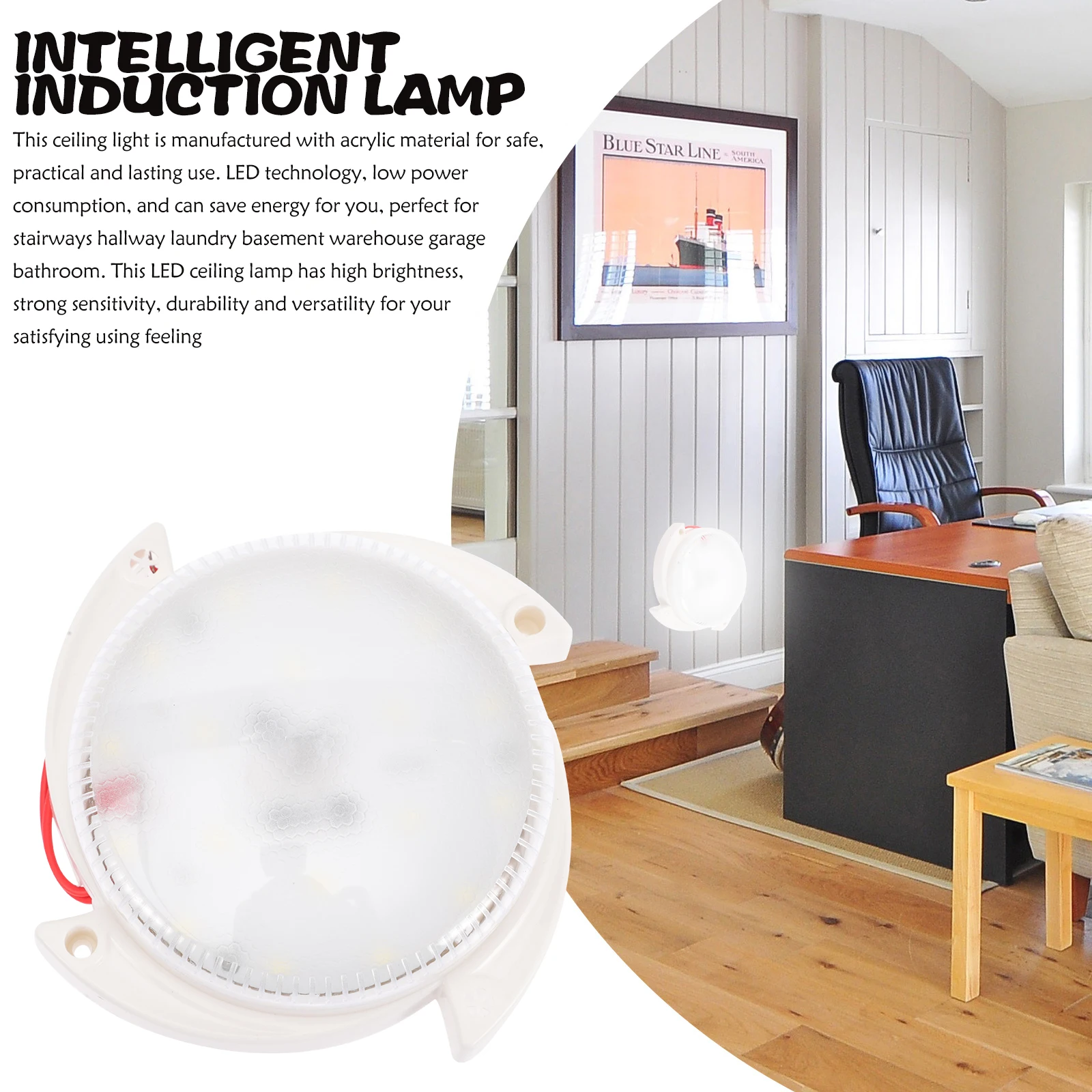 

Modern Acrylic Control LED Sensor Hallway Ceiling Lamp Ceiling Light Hallway Fixture Garage Motion Activated Energy Saving