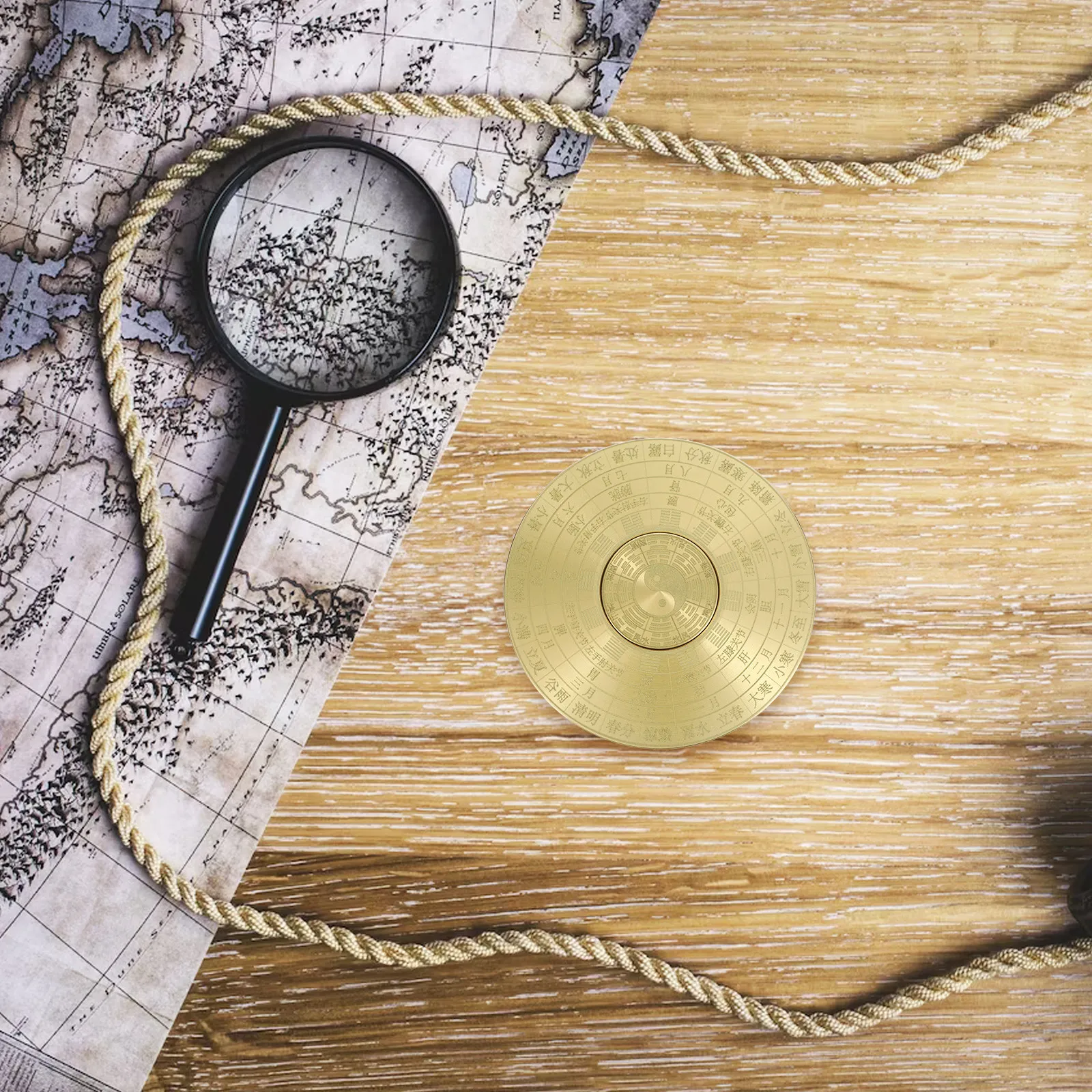 Exquisite Retro Chinese Compass Brass Style Desktop Decor Home Office Shop Study Room Small Lightweight Outdoor Camping
