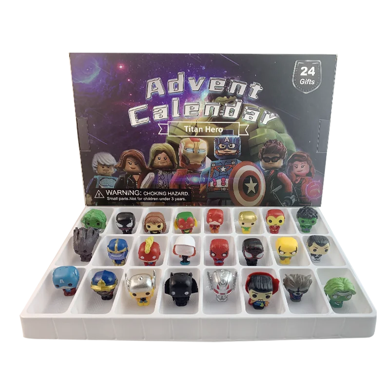 2024 مارفل أسطورة الشكل تقويم القدوم عيد الميلاد الصغيرة سبايدرمان الرجل الحديدي هالك أسطورة نموذج صغير عيد الميلاد لعبة دمية الأطفال هدية