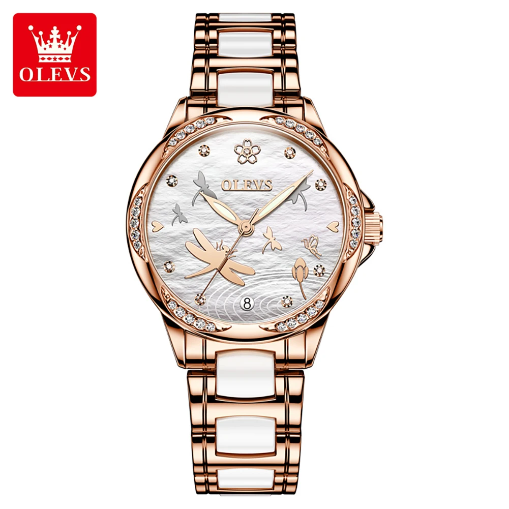 OLEVS brand fully automatic mechanical watch with ceramic steel strip waterproof women's watch 6610
