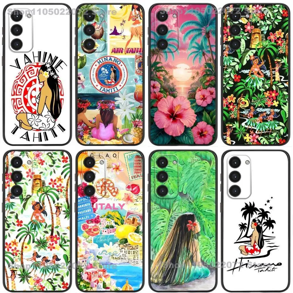 

Phone Case For Samsung Galaxy A20,21s,22,31,32,52,53,72,73,80,91,Hinano Tahiti Girl Beach Soft Liquid Silicone Black Cover