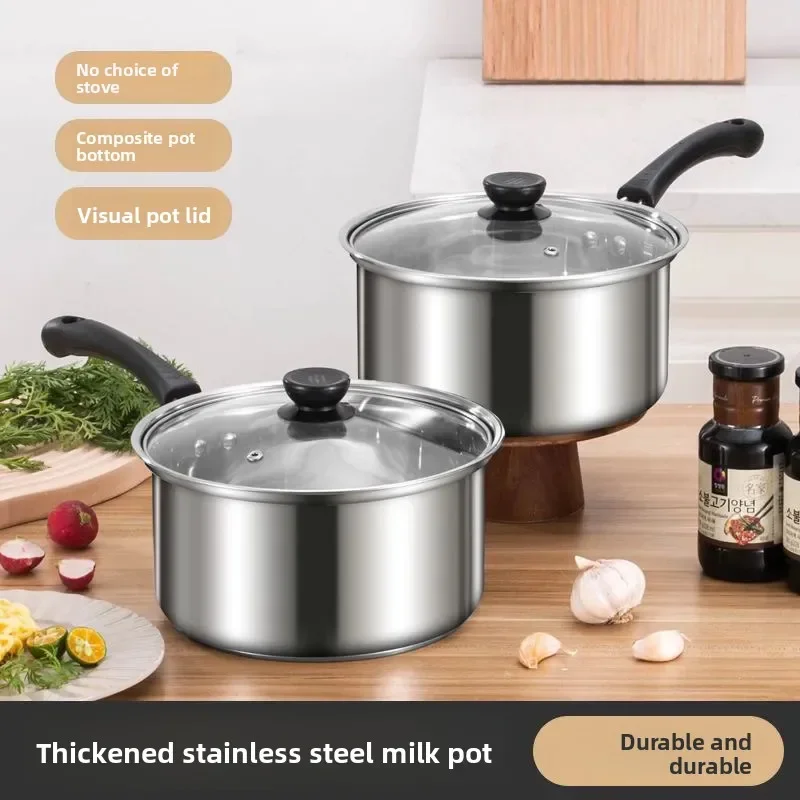 

Stainless Steel pot Double Bottom Soup Pot Nonmagnetic Cooking Multi purpose Cookware Non stick Pan induction cooker used pot