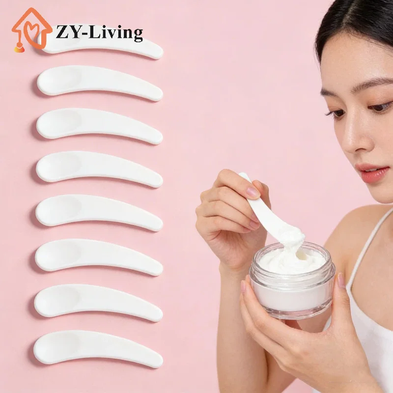10Pcs Mini Cosmetic Spatula Spoon Disposable Curved Scoop Makeup Mask Cream Spoon For Make Up Face Accessories