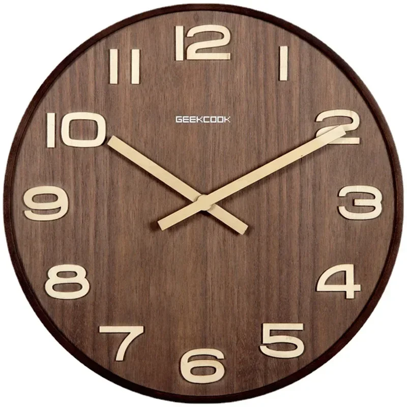 Norwegian Forest Digital Bentwood Wall Clock Luxury Silent Solid Wood Color Wall Clock for Living Room Bedroom Office Home Decor