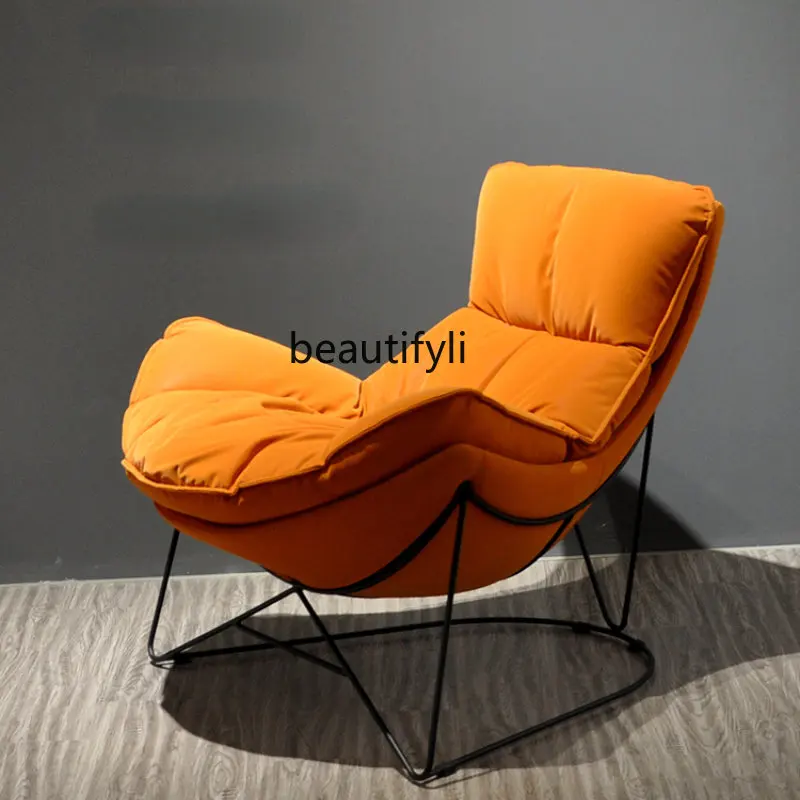 

yj Modern Minimalist Single Sofa Lazy Bone Chair Faux Leather Lobster Chair Snail Chair