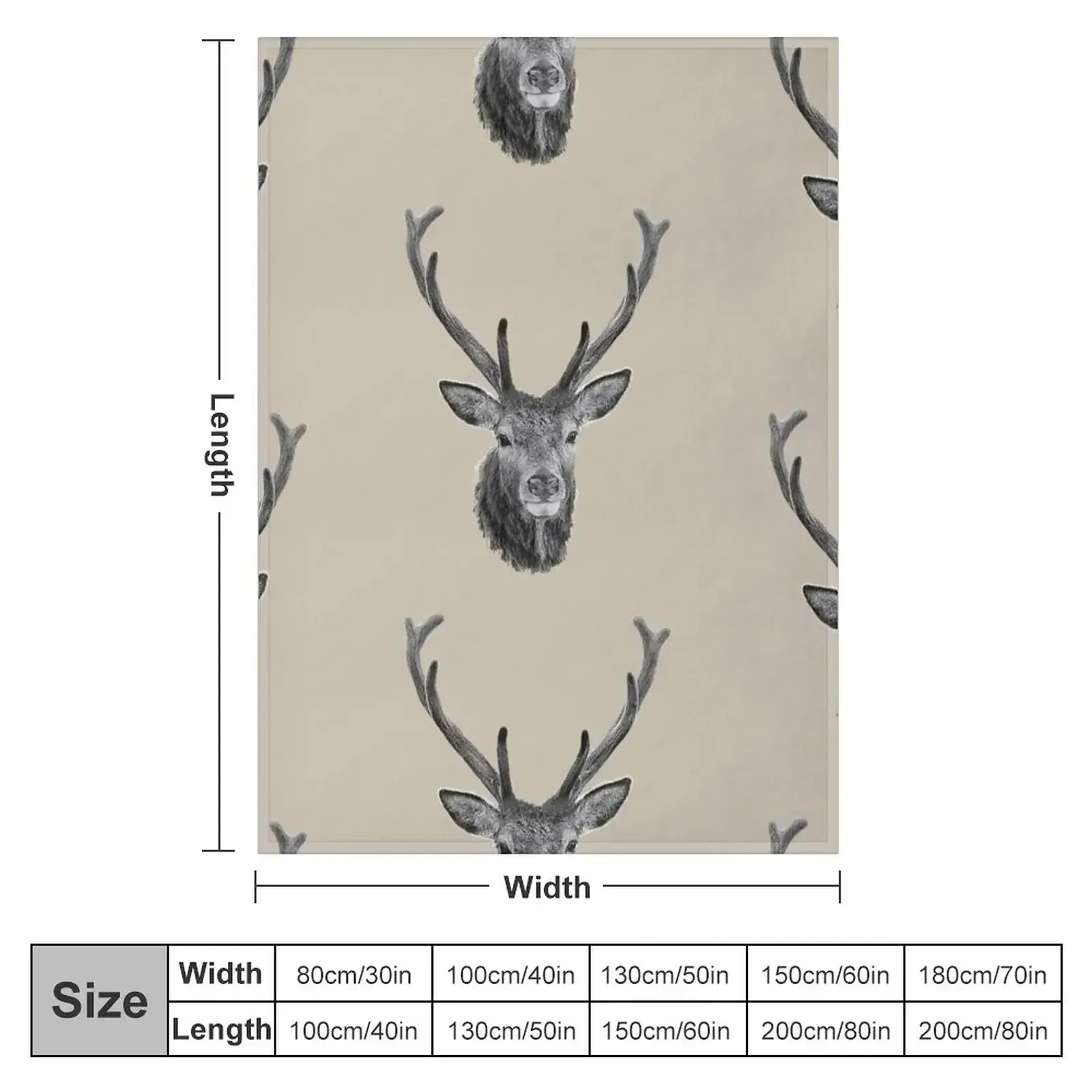 The Stags Head b&w Throw Blanket wednesday Baby Plush Blankets