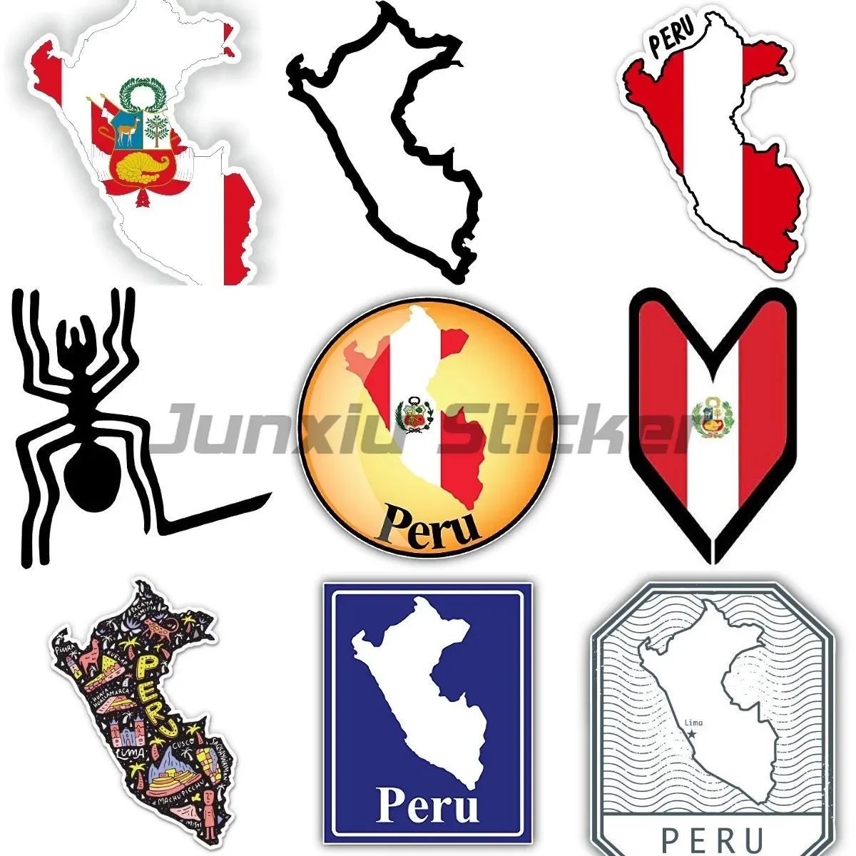 

Creativity Peru Peruvian National Flag Map National Badge Vinyl Decal Logo Car Window Bumper Personalized Name Waterproof Decals