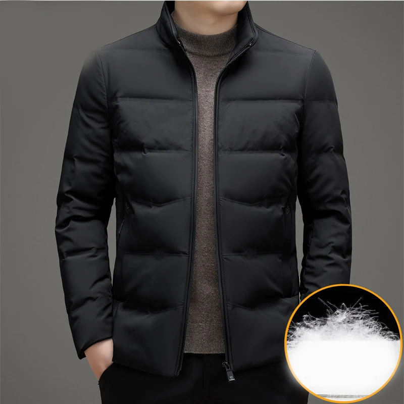 Lightweight Down Jacket for Middle-aged Men's Casual Short 2023 Winter New Warm Standing Collar Fashion Jacket