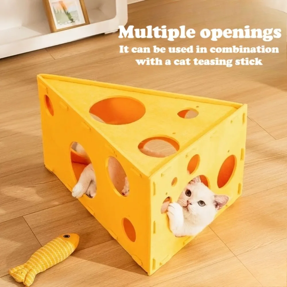 

Double Layer Felt Cheese Scratching Board Self Entertaining Scratch Pad Toy Hole Drill No edding Toy Supplies