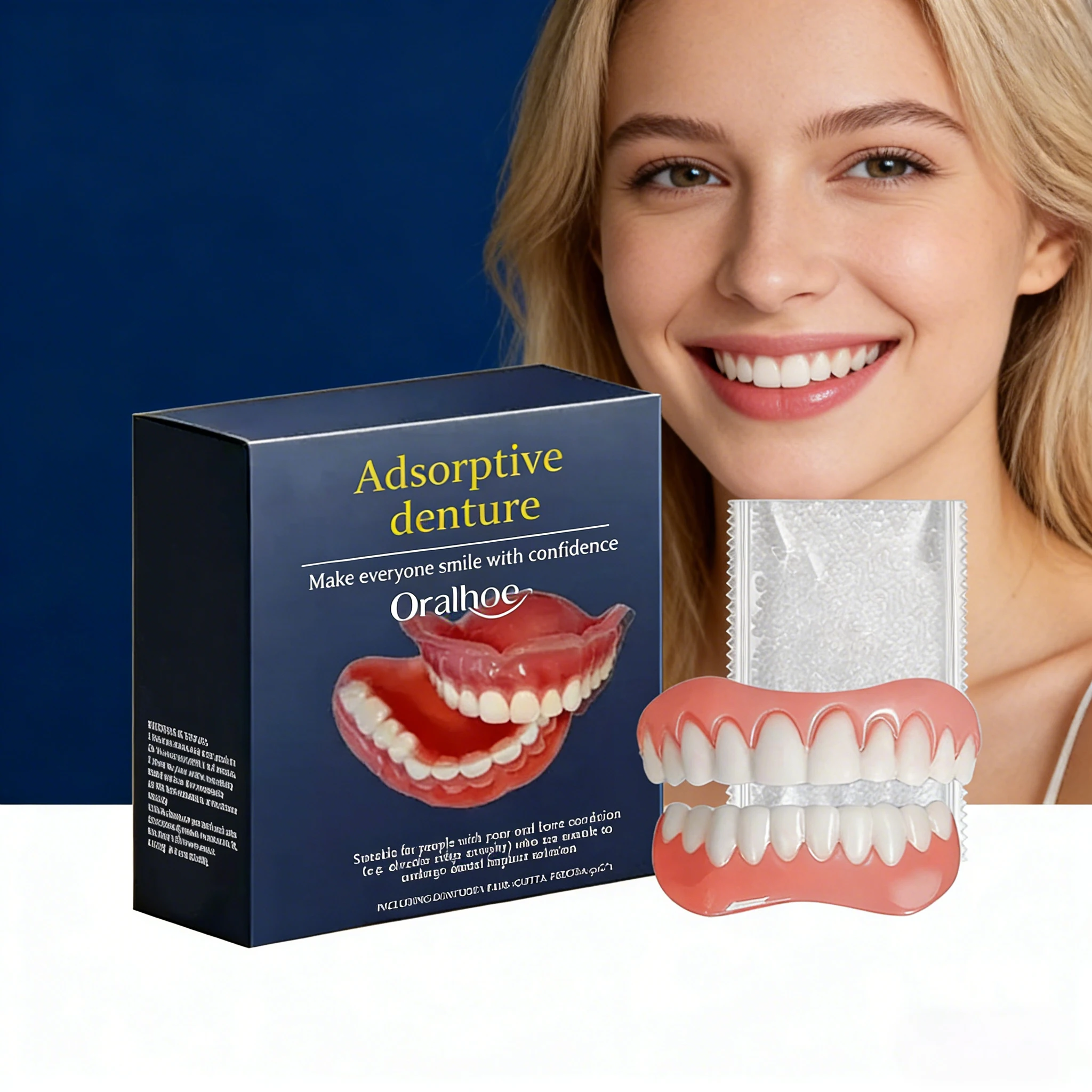 ORALHOE Adsorptive Denture Teeth Braces Upper Lower Veneers Comfortable Perfect Smile Repair Granules Teeth Gap Beauty Set