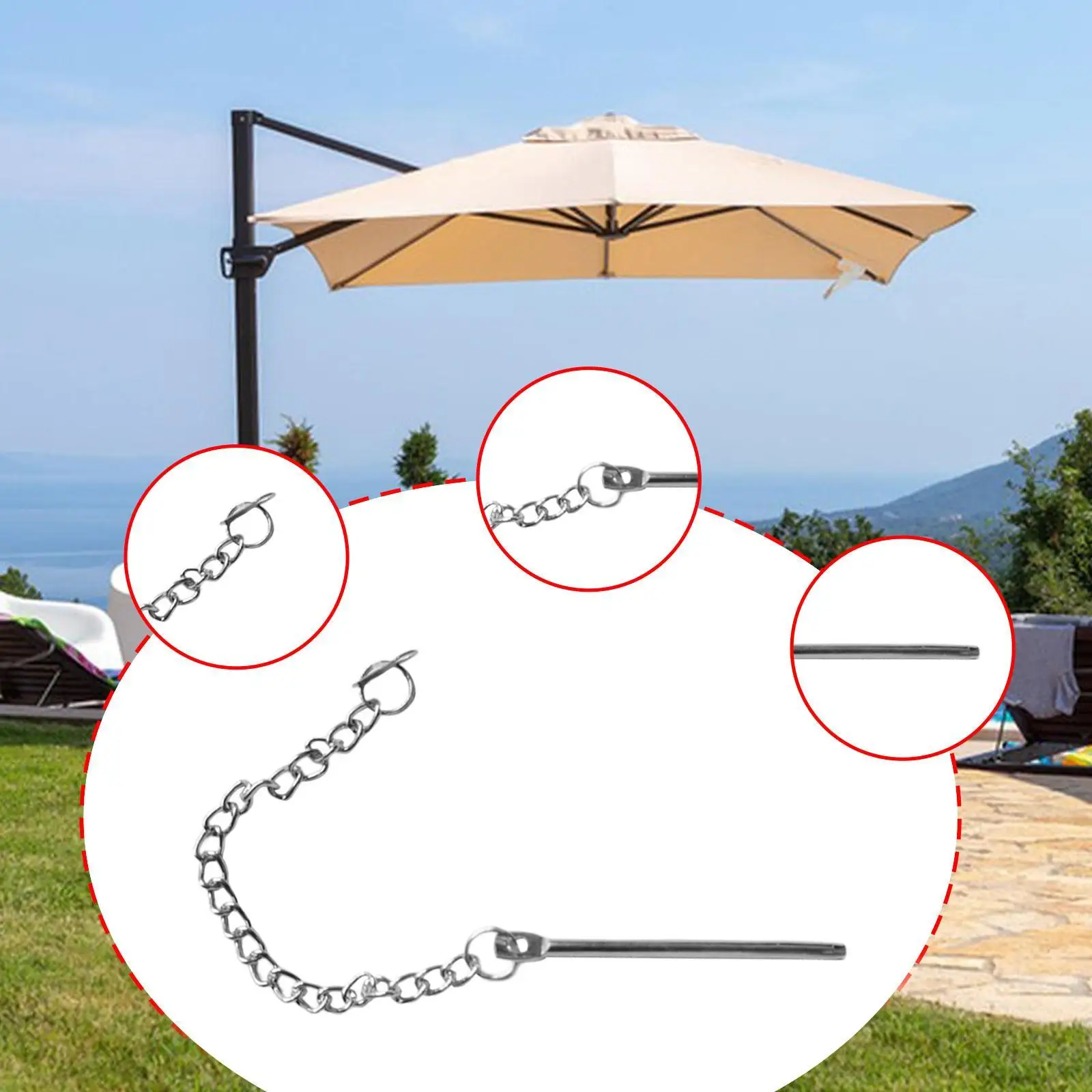Outdoor Umbrella Pin Chain Replacement Parts for Camping Poolside Courtyard