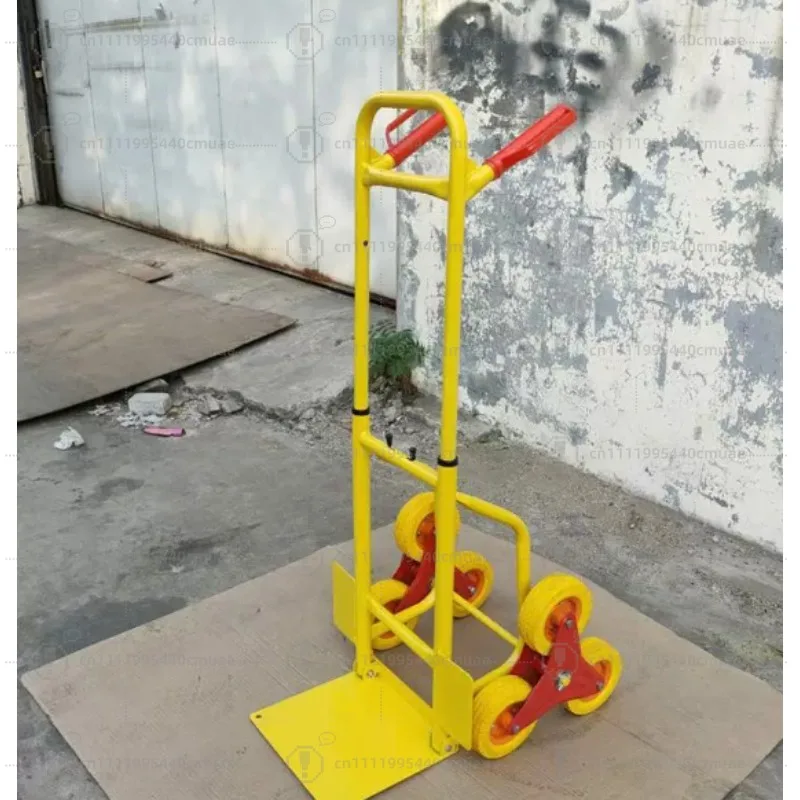 High quality and durable six-wheel metal ladder car double handle trolley