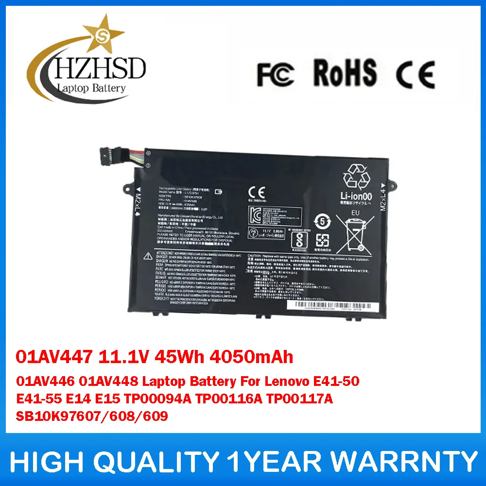 

01AV447 11.1V 45Wh 4050mAh 01AV446 01AV448 Laptop Battery For Lenovo E41-50 E41-55 E14 E15 TP00094A TP00116A TP00117A SB10K97607