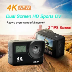Outdoor 4K 24FPS 16MP HD Action Camera Double IPS WiFi Go Waterproof Pro Sport DV Helmet Video Waterproof Remote Camera Webcam