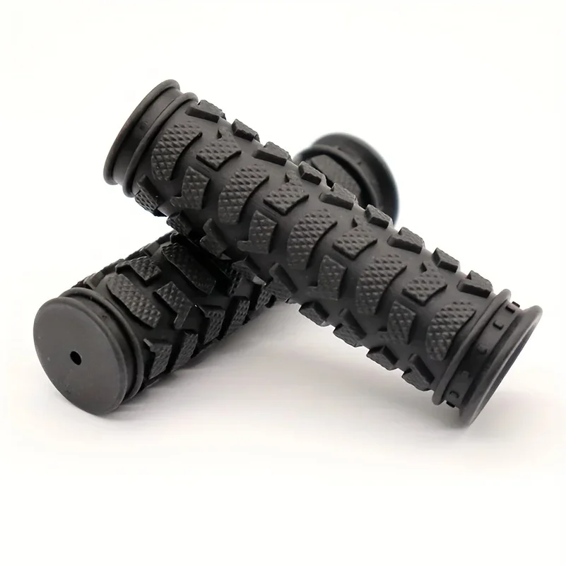 1Pair Bicycle Handlebar Grips Mountain Bike Soft Rubber Anti-Slip Water Pattern Lock-On Handle Cover