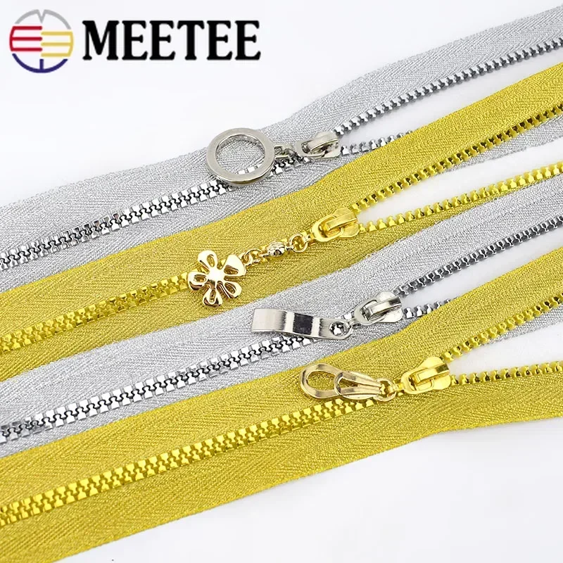 2/5Pcs Meetee 60cm 5# Gold Silver Open-end Resin Zipper for Sewing Coat Down Jacket Bag Zippers DIY Tailor Accessories ZA407