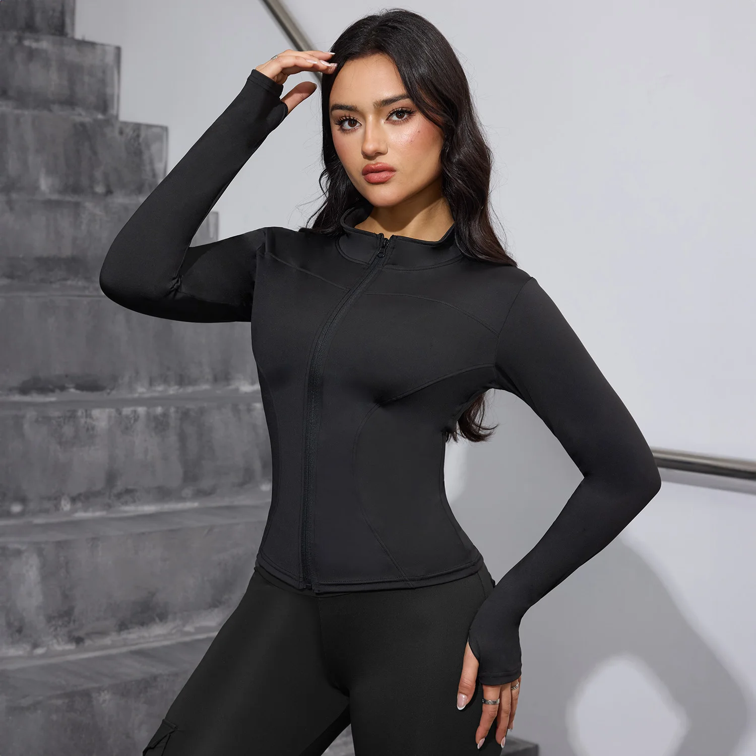 CHRLEISURE Long Sleeved Yoga Shirts with Thumb Holes Women's Slim Workout Sweatshirts Gym Tracksuit Jacket Fitness Tops