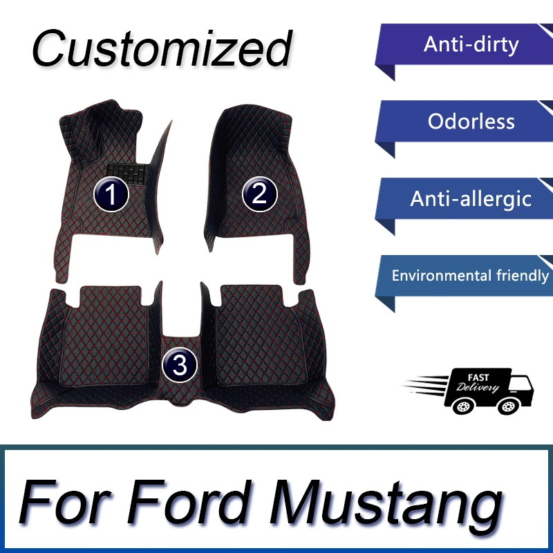 Car floor mats for Ford Mustang 2015 2016 2017 2018 2019 2020 2021 2022 Custom auto foot Pads automobile carpet cover