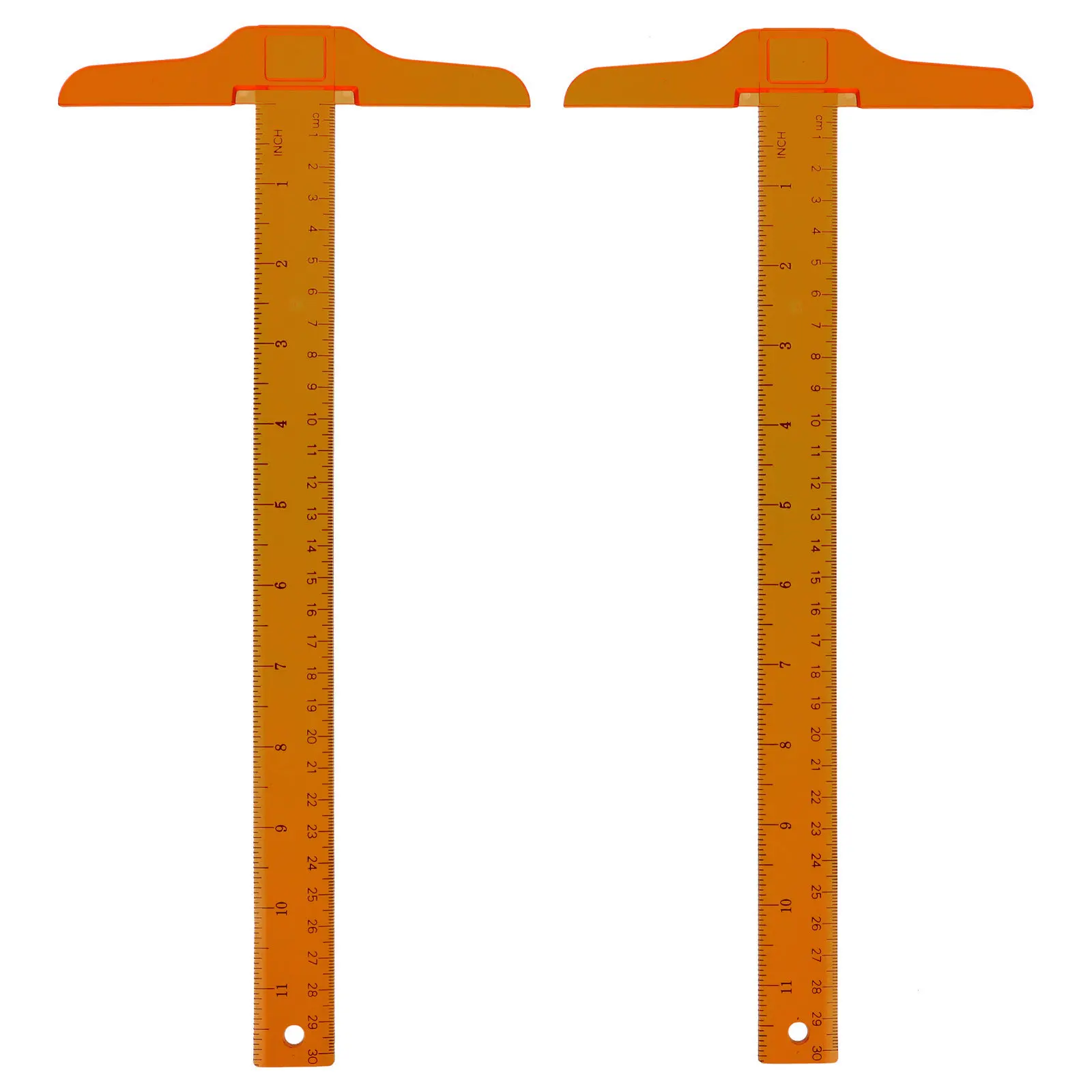 2Pcs Plastic Shape Ruler T Ruler For Drafting Art Student Double Scale Measuring Supplies School Tools