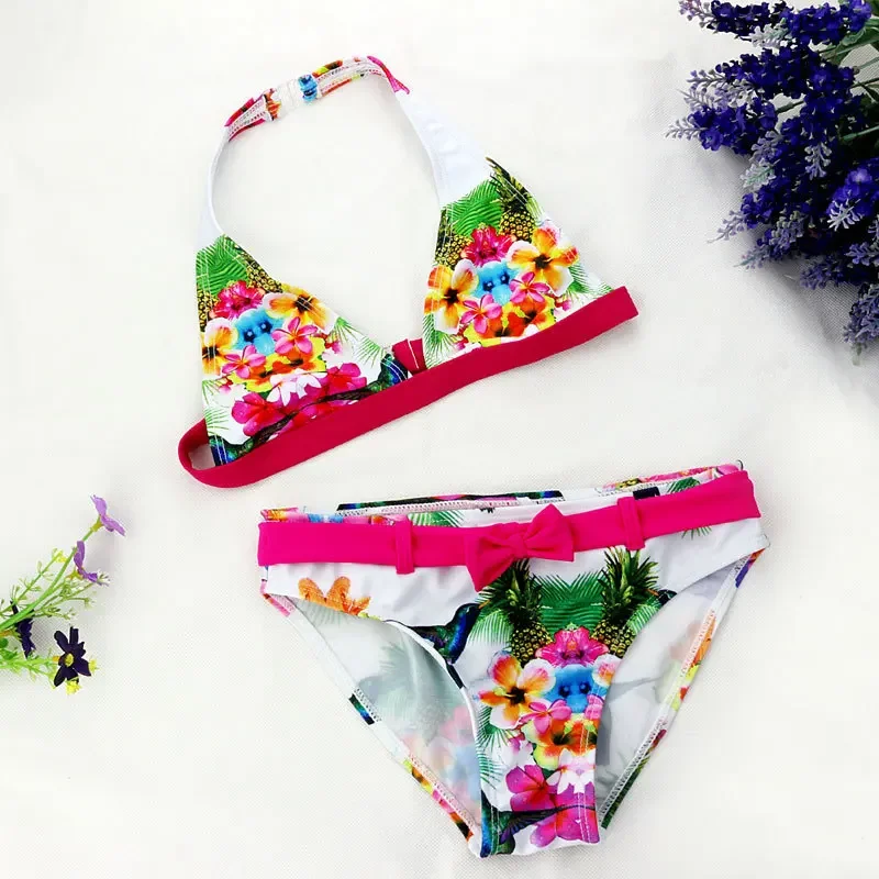 2024 New Summer Cuhk Girls Split Bikini Kids Cute Flower And Animal Pattern Swimwear Children Girl Floral Swimsuit Wholesale