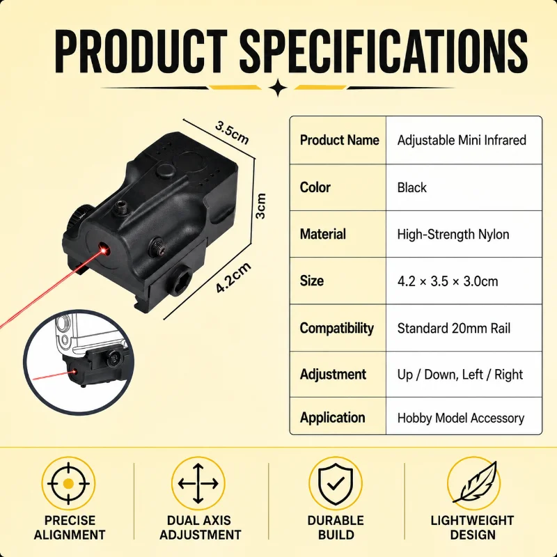 Mini Red Light Marker Adjustable Under Hang Accessory Decorative Part for 20mm Rail Hobby Model