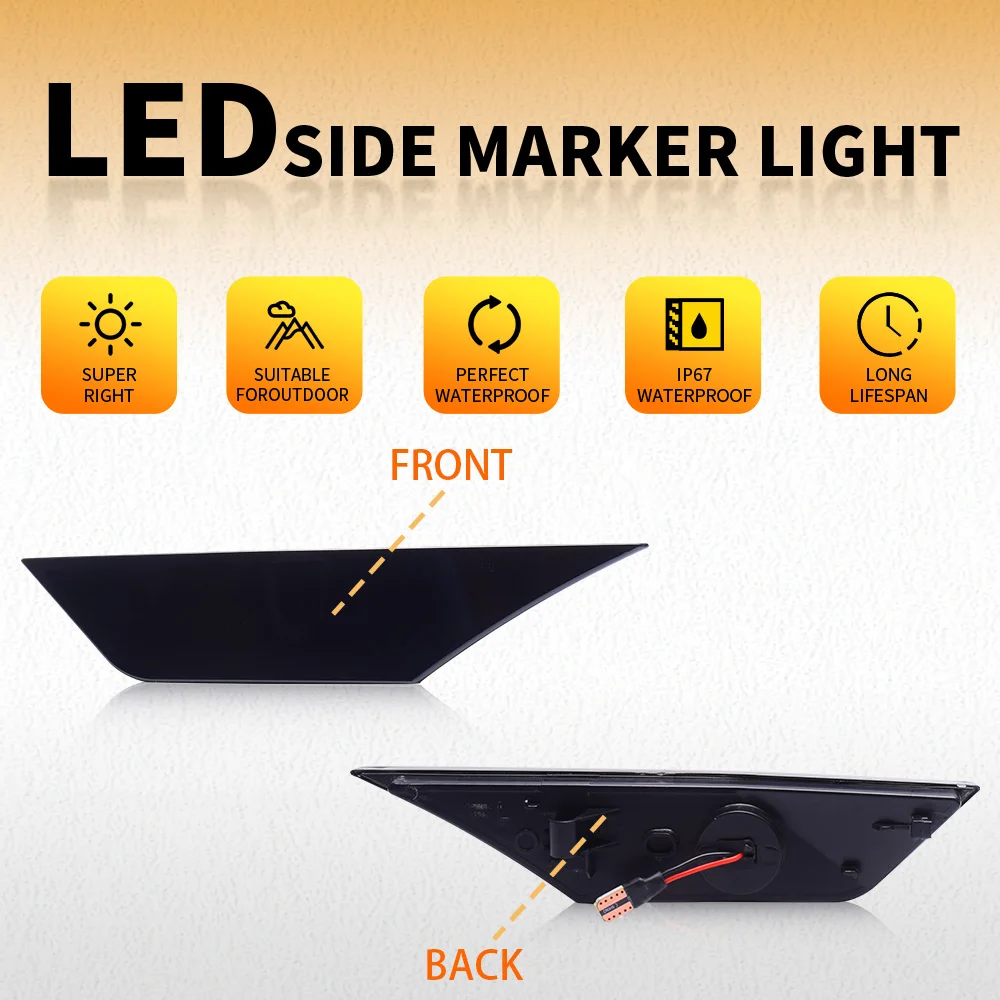 Dynamic Smoked LED Side Marker Lights for Honda Civic 10th Gen 2016 2017 2018 2019 2020 2021 Canbus Turn Signal Lamps