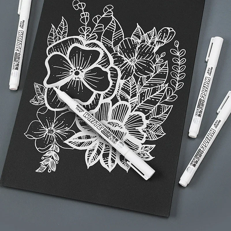 1 Box White Oily Waterproof Permanent Marker Pen Tire Stationery Diary Notebook Painting Graffiti Pens Permanent Gel Pen 12pcs