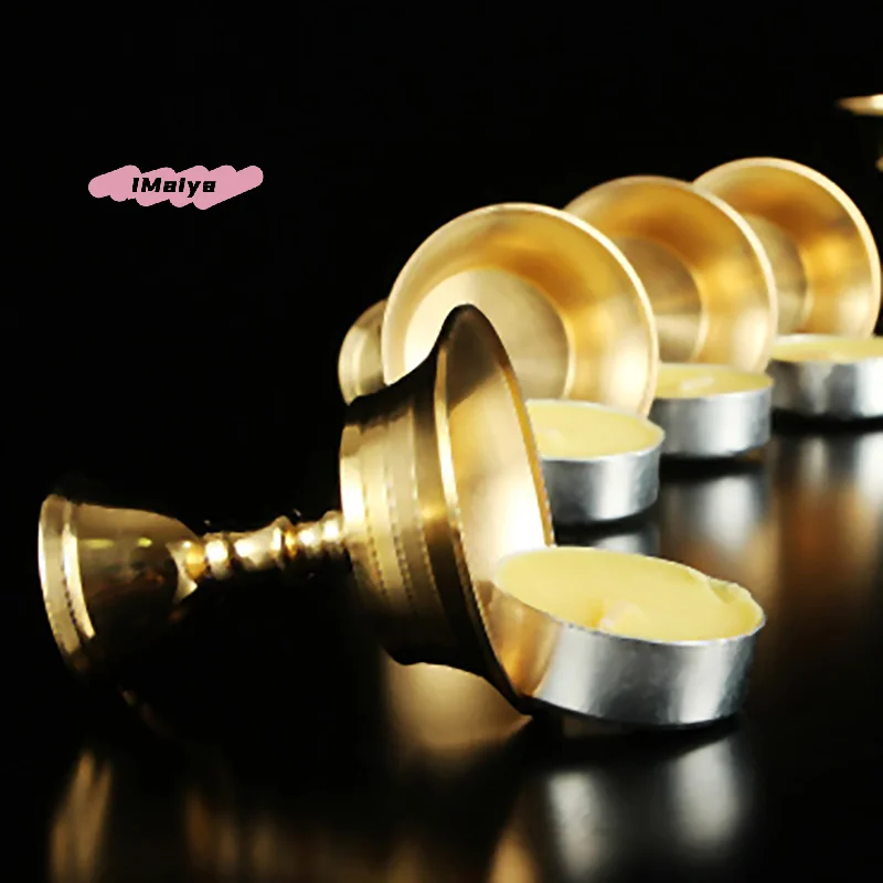 Picture 5: M-1PC Retro Brass Candle Holders Copper Butter Lamp Holder Long Lamp Candlestick Put Candle Copper Cup Home Wedding Decor