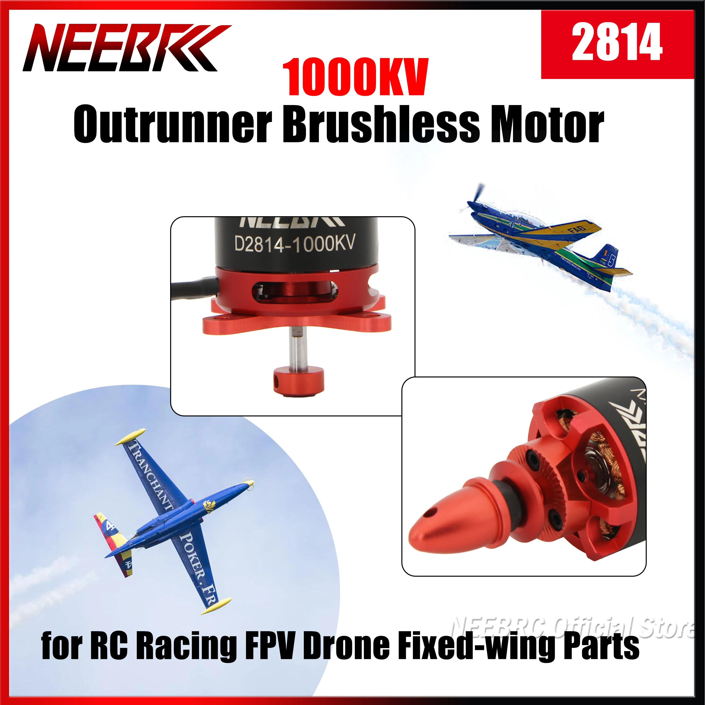 

NEEBRC 2814 1000KV Outrunner Brushless Motor 3-4s for RC Fixed Wing FPV Racing Drone Dron Airplane 12x6 Propeller Plane ESC Part