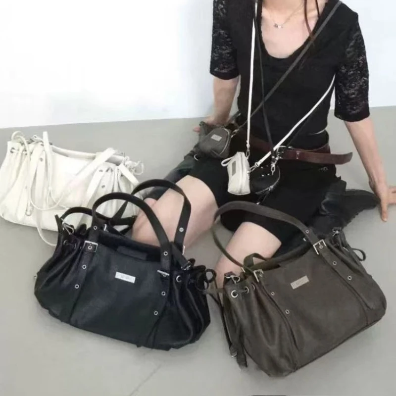 Ason 2025 New Arrival Luxury-inspired Vintage Drawstring Baguette Bag Shoulder/Underarm/Handheld Casual Women's Handbag