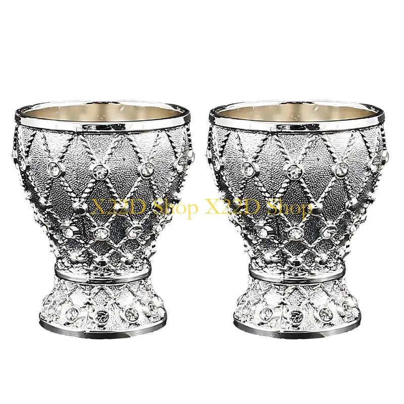 X22D Elegant Geometric Pattern Alloy Wine Goblets Shot Glass Perfect For Formal Event And Casual Gatherings