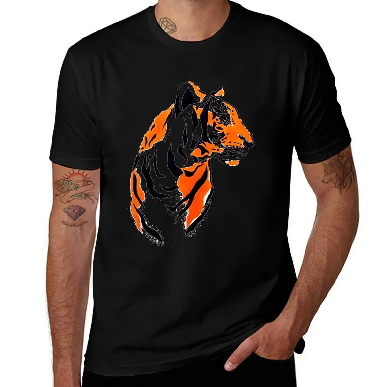 

Hand painted tiger Phone case T-Shirt printed t shirts for man man t shirt designer T-Shirt
